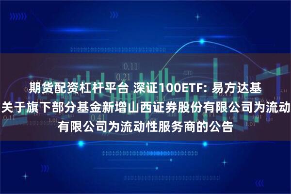 期货配资杠杆平台 深证100ETF: 易方达基金管理有限公司关于旗下部分基金新增山西证券股份有限公司为流动性服务商的公告